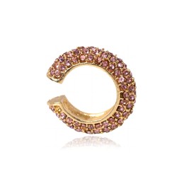 Ear Cuff Earrings for Women Girls, Non Piercing Cartilage Ears Clip Earrings Chunky Gold Round Huggie Ear Cuff Earrings Crystal Clip Wrap Earrings (Pink)