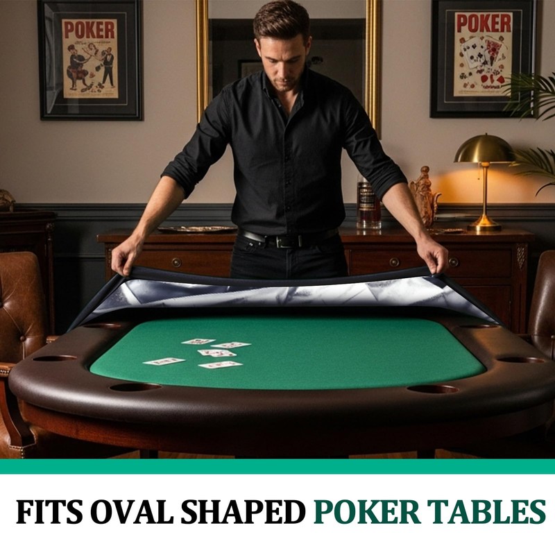 Oval Poker Table Dust Cover 84"L x 42"w Black Heavy