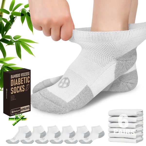 Nolunt Diabetic Socks for Men,6 Pairs Low Cut Diabetic Neuropathy