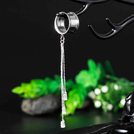 COOEAR Fashion Gauges for Ears Double Flared Tunnels Dangle Chain Expander Stretchers Earrings 6mm to 25mm.