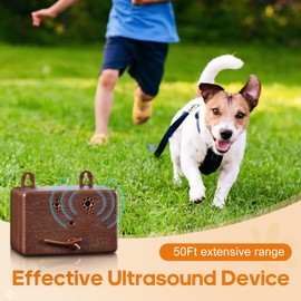 Thunbest Anti Barking Device, Ultrasonic Anti Barking Device for Dogs with 3 Adjustable Levels, 50 FT Ultrasonic Dog Barking Control Device for Indoor Outdoor Bark Box Dog Barking Silencer Brown