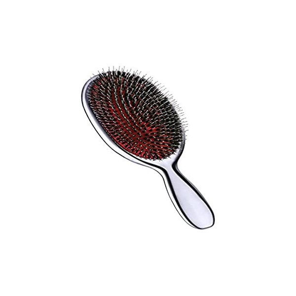 Nylon Soft Bristle Hair Brush, Cushion Hair Extension Brush (Chrome silver)