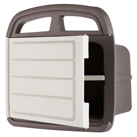 DF OMER - Soporte de manguera de agua de plástico con compartimento de almacenamiento para manguera de 150 pies, 10 x 7 x 5 pulgadas Soporte de pared resistente a la intemperie para exteriores con 2