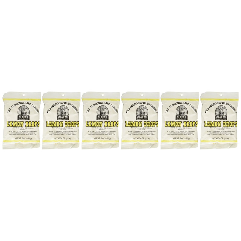 Claey's Candies Lemon Drop Hard Candy, 6 Package Deal