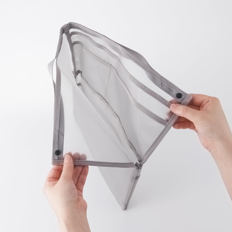 Muji NDE01A1S Nylon Mesh Bag-In Bag, Gray, A4, Vertical