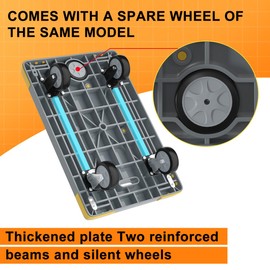 WUD Push Cart, Folding Mobile Platform Trolley,Thickened and Reinforced, 360° Swivel Wheels,28.3 “L x 18.9 ”W, 440 lb. Grey