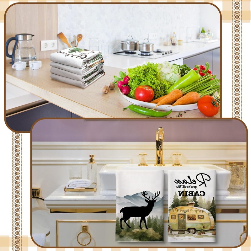 Buryeah 4 Pcs Cabin Kitchen Towels Set 23.6 x 16
