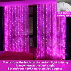 HXWEIYE 300LED Pink Fairy Curtain Lights with Remote Timer Adjustable Brightness for Bedroom, 3mx3m USB Powered 8 Modes Window Fairy String Lights for Indoor, Outdoor,Weddings, Party,Decorations