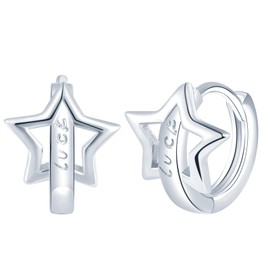 Yumilok Star Luck Women's Earrings Cubic Zirconia Hoop Earrings Silver 925 Stud Earrings for Women Girls, Cubic Zirconia