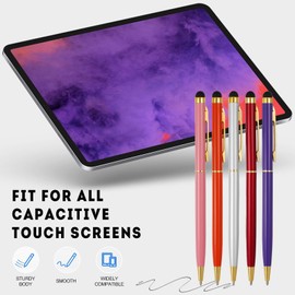FIRCRE 15 Pack Stylus Pens for Touch Screens Stylus Pen Compatible with Phone Tablets Kindle and Black Ink Ballpoint Pens-2 in 1 Stylists pens for Touch Screens (Gold)