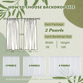 TOAOFY 5x10ft White Backdrop Curtains White Tulle Wrinkle Free Background Curtains Sheer Backdrop Curtains (2 Panels 5x10ft White ) TAYS051