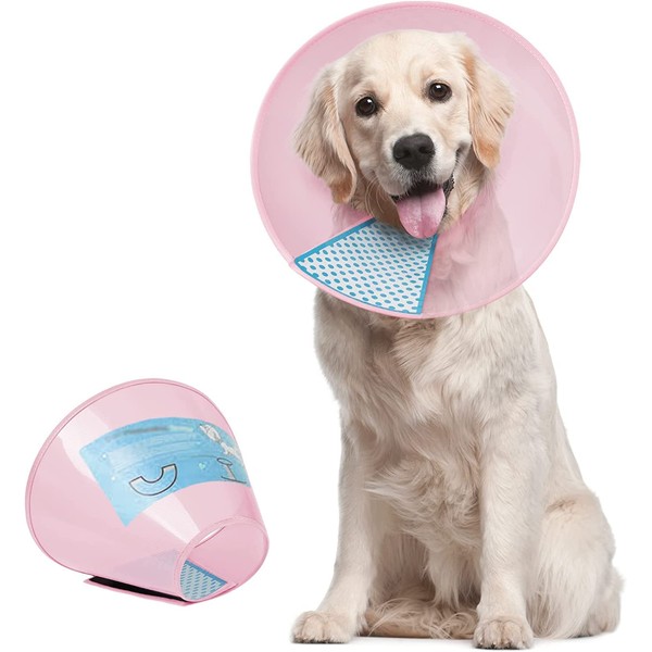 Supet Dog Cone Collar Adjustable After Surgery, Comfortable Pet Recovery