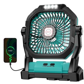 Camping Fan Rechargeable, 20000mAh Battery Powered Portable Fan with LED Light, 4-Speed 180° Adjustable, Camping Essentials for Tent, Travel, Car, Outdoor, Indoor, BBQ, Fishing, Jobsite - Blue