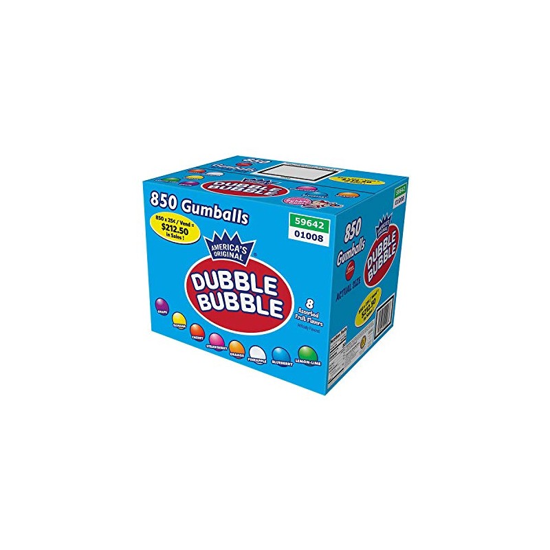 GUMBALLS - 1" DUBBLE BUBBLE CONCORD ASSORTED 850 COUNT Comes