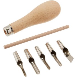 Set of tools for cutting stamps, rubber for cutting linen blocks with wood, one 5 blades