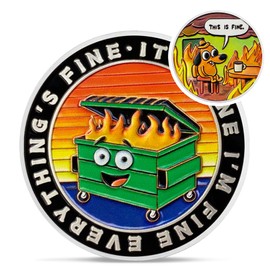 IELCJJ Dumpster Fire Coin - Creative Dog Dumpster Fire Box Encouragement Incentive Awards Token Inspirational Hilarious Medallion Funny Office Gifts for Office Parties and Appreciation