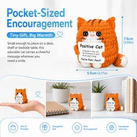 Danbghyuo Gatto Mini Amigurumi, Arancia Gatto Positivo All'uncinetto, Bambola Intrecciata Ispiratrice Fatta a Mano, Regalo Motivazionale All'Uncinetto, Portafortuna per gli Amanti dei Gatti
