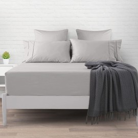 Imperial Rooms Single Fitted Sheet 16"/40CM - Extra Deep Brushed Microfiber Bed Sheets Easy Care Soft Breathable Fitted Bed Sheet - Shrinkage and Fade Resistant (Grey)