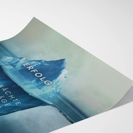 Hustling Sharks® Motivational Pictures on Poster as XXL Wall Picture Iceberg of Success - Poster in Portrait Format, Motivational Poster for Office, Poster with Sayings, Success Pictures, Office