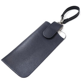 Cocolore Glasses Case, Genuine Leather, Glasses Case, Sunglasses Case, Lightweight, Thin, navy
