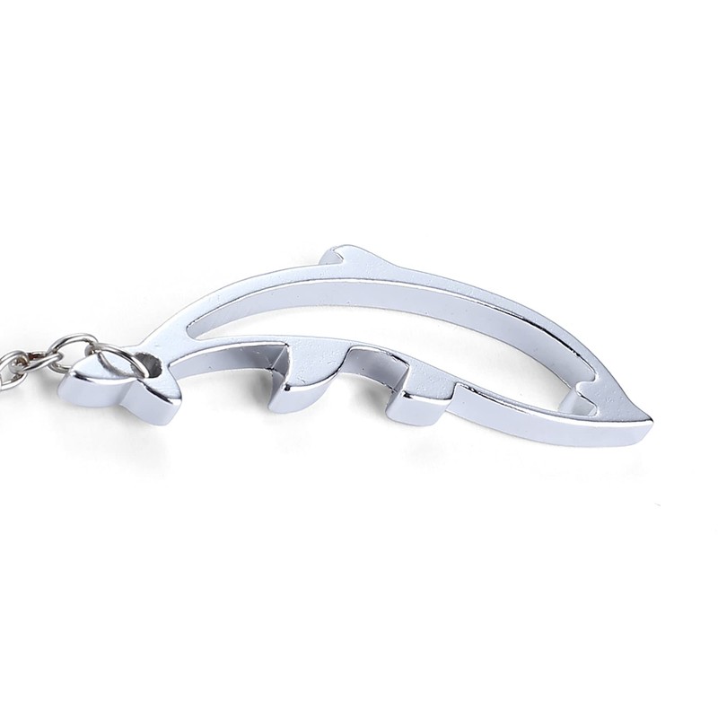Komonee Dolphin Silver Bottle Opener Key Chain Metal Aquatic Animal