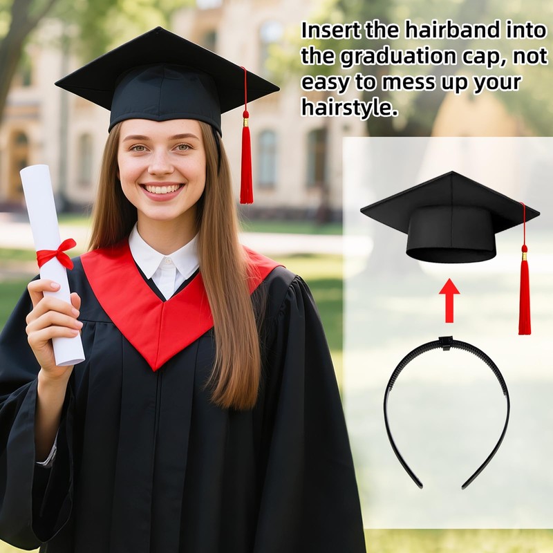 Bachelor Hat Headband, Graduation Hat Headband Insert, Black, Graduation Hat