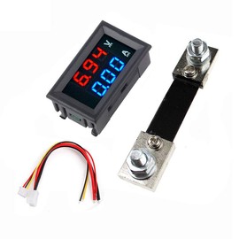 WINGONEER 0.56 Inch Blue Red Dual LED Display Mini Digital Voltmeter Ammeter DC 100V 100A Panel Amplifier Voltage Ammeter Tester