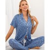 Women Pajamas Set Soft Sleepwear Pjs Short Sleeve Button Down