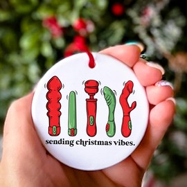 Dirty Santa Gifts For Adults - Sending Christmas Vibes Ornament - Funny Christmas Ornaments Adult - White Elephant Gifts For Adults - Nasty Christmas Ornaments - Fun Christmas Ornaments 2024