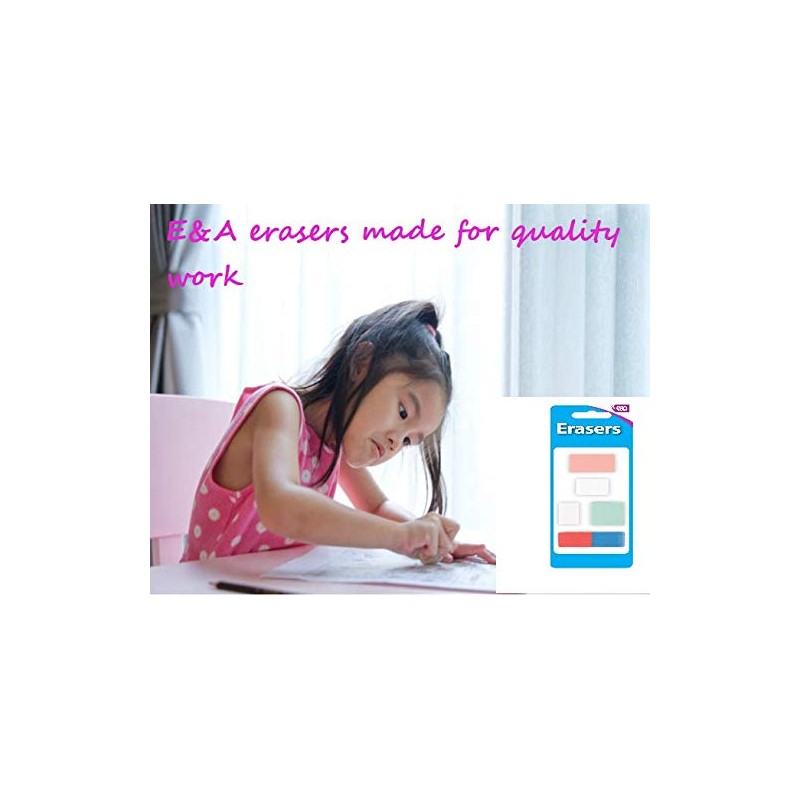 E&A Distribution Limited E&A 5 pack erasers (PINK,WHITE,GREEN,RED-BLUE) great quality