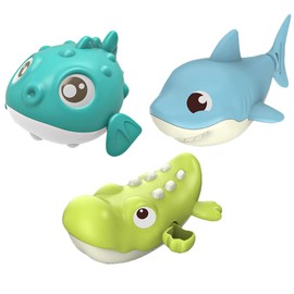 Toddmomy Juguetes de Baño de Animales para Bebés 3 Uds. Tiburón Cocodrilo Globo Juguetes de Bañera de Agua Flotante Criatura Marina de Plástico Juguetes de Agua para Niños Pequeños
