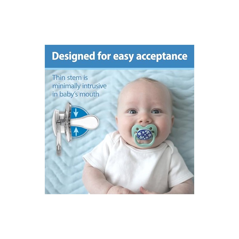 Dr. Brown's Advantage Glow-in-The-Dark 2 Piece Stage 1 Pacifiers, Blue,