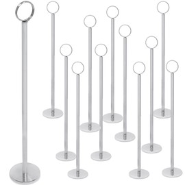 Gray Bunny Metal Table Number Holders, 12 Pack, 12 in Tall, Silver Chrome, Card Holders Tabletop Table Number Stands, Wire Clip for Restaurants Recipe Place Card Signs, Weddings, Banquets, Pictures