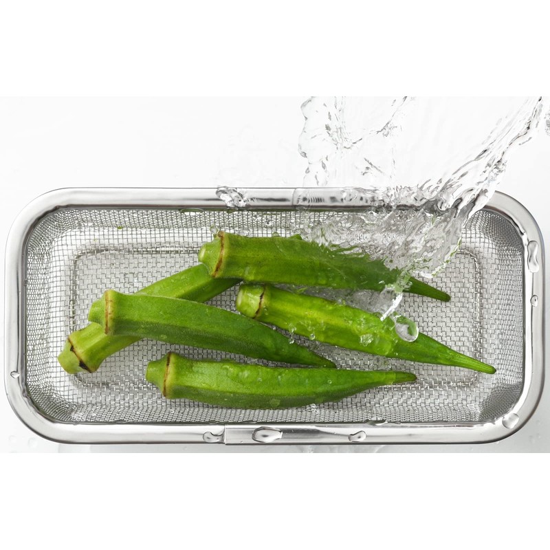 Yoshikawa YJ3364 Colander, Stainless Steel, Colander, Square, Vegetables, Length 8.1