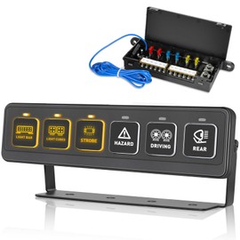 6 Gang Wireless Switch Panel, OFFROADTOWN Mini Slim Control Switch Pods with 4 Light Modes Universal 90A Relay Box Remote Control System for Offroad, Truck, RV, Pickup, UTV ATV Camper Car