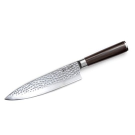 KAN Core Chef Knife 8-inch VG-10 67 layers Damascus Ambidextrous (Hammered VG-10 Blade, Ebony wood handle--upgraded version)