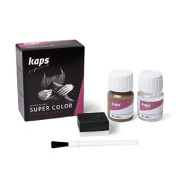 Kaps professional leather colour “Super Color” and “Preparer” for natural leather, synthetic and textile (25 ml each) for the care and repair of leather shoes, assorted colours Eiche 177