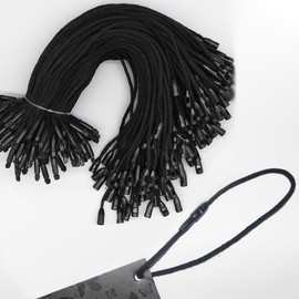 FsGrg Cotton Rope Tags Rings Tags Cords Labels Lines Tags Buckles Easy to Make Price Tags Clothes Tags Buckles Perfect for Stores Black About 180 Pieces
