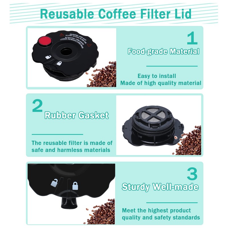 Podoy 119367 Reusable Coffee Filter Cover Lid Compatible with Keurig