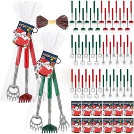 Afarnook 90 Pcs Massage Gifts for Men Women Christmas Stocking Stuffers Back Scratcher with Rubber Handles Metal Extendable Back Scratchers with Gift Tags for Body Stress Relief Holiday Gifts Favors