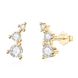 JIAYIQI 925 Sterling Silver Stud Earrings Simple Mini Bar Circle Dot Heart Star Lightning Bolt Stud Earrings 14K Gold Plated Cartilage Earrings Studs for Women Men Hypoallergenic Jewelry, Sterling