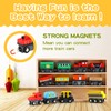 Jacootoys Wooden Magnetic Train Toy Set with Storage Box (12