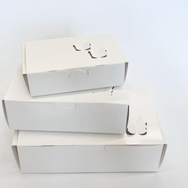 Fried chicken packaging box 25 packs, large, small, medium three specifications, Raft paper box fried snacks, Kraft paper butterfly. (White, large (8.7 x 5.5 x 2.6inch))
