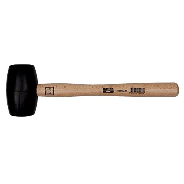 Bahco 3625RM-55 Rubber Mallet with Wooden Handle, Multi-Colour, 250 g