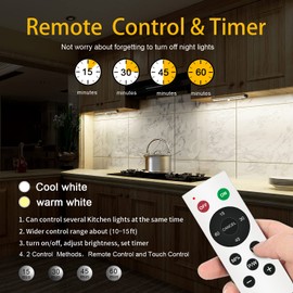 Remote Control Under Cabinet Lighting Wireless 6 Pack, 20-LED Dimmable Closet Lights Rechargeable Under Counter Light, Stick on Touch Night Light Strip Bar for Kitchen Stairway Bedroom, 3 Colors