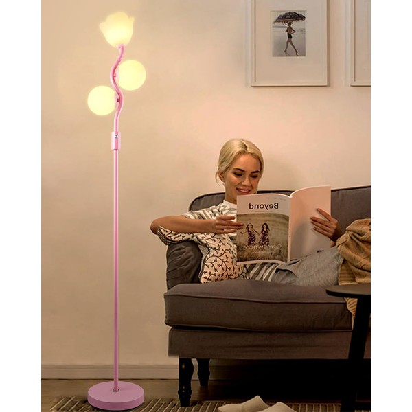 Lightdot 65IN Dimmable Pink Floor Lamp for Living Room, Mid