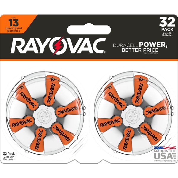 Rayovac Size 13 Hearing Aid Batteries, Hearing Aid Batteries Size 13, 32 Count