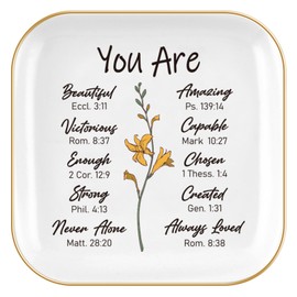 Homlouue Christian Gifts for Women, Inspirational Gifts, Religious Catholic Spiritual Gifts for Female Friends, Birthday Christmas Gifts for Women Friends, Sisters, Ceramic Ring Dish Jewelry Tray