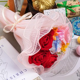 baotongle Champagne Pink Flower Wrapping Mesh Paper 4 Yards of Wrinkle Resistant Floral Packaging Paper for Valentine's Day Mother's Day Perfect for Bouquets and Gift Wrapping