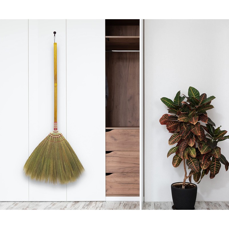 Indoor Grass Broom 40 Inch with Bamboo Handled Brooms for